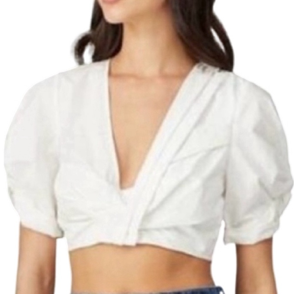 NWT A.L.C. White Ryan Puff Sleeve Crop Top - Sz 4